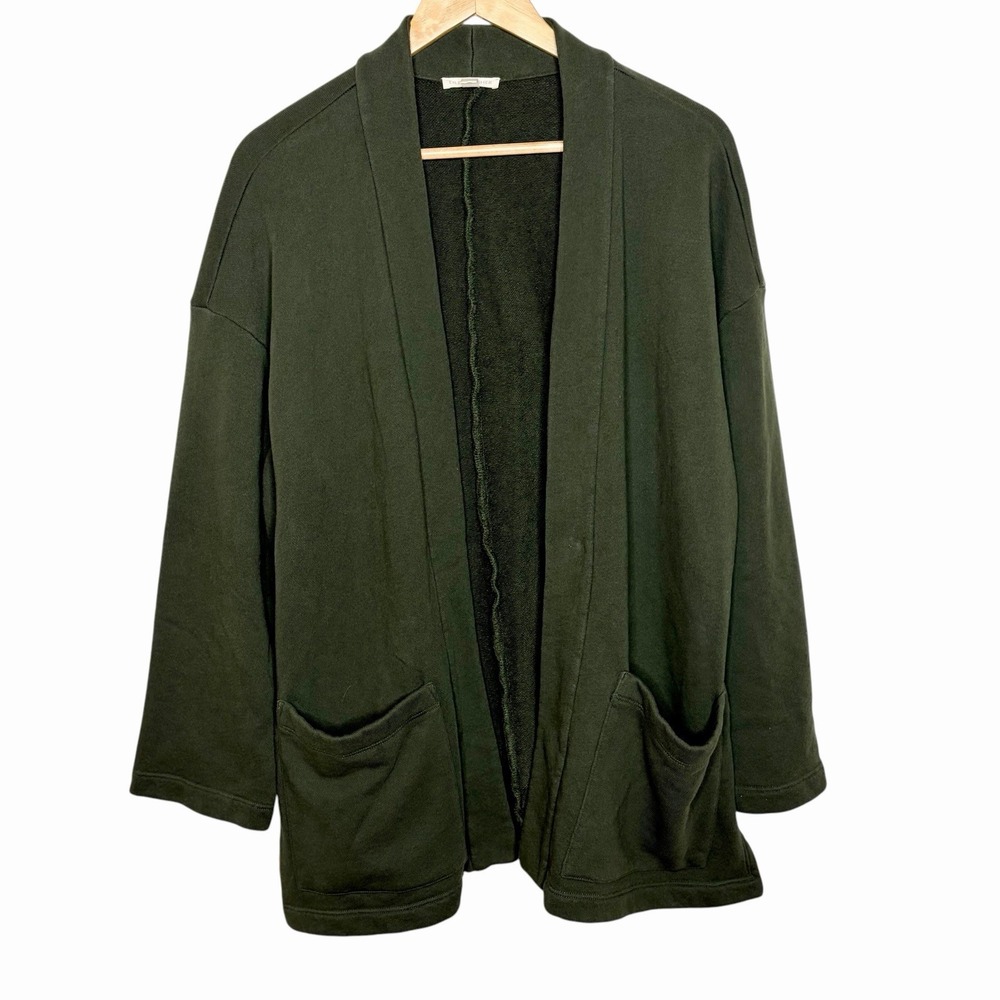 Eileen Fisher French Terry Organic Cotton Sweatshirt Cardigan Womens Size M